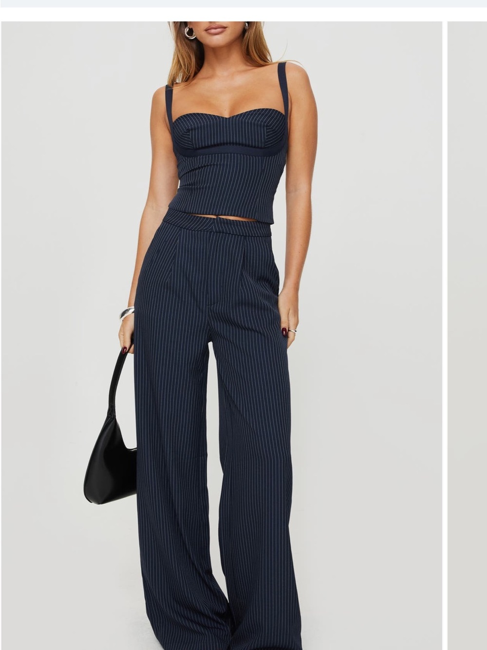 Princess Polly Navy Briana Pinstripe Tank & Pants